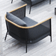 poltrona club contemporanea / in tessuto / in teak / in metallo