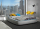 letto matrimoniale / contemporaneo / imbottito / in tessuto