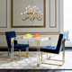 sedia da pranzo contemporanea / da interno / in velluto / con supporto in ottone lucido