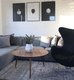 tavolino basso design scandinavo / in rovere / con supporto in legno / rotondo
