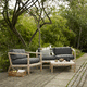 poltrona contemporanea / in tessuto / in teak / con cuscino rimovibile