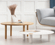 tavolino basso contemporaneo / in rovere / in alluminio laccato / con supporto in quercia