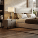 comodino contemporaneo / in rovere / con supporto in metallo / rettangolare