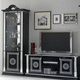 credenza con alzata in stile / impiallacciata in legno