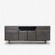 credenza contemporanea / in legno / in vetro fumè / in pelle