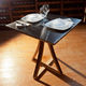 tavolo da bistrot contemporaneo / in legno / in acciaio inossidabile spazzolato / quadrato