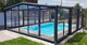 copertura per piscina alta / telescopica / in alluminio / in vetro