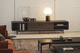 supporto per TV da terra contemporaneo / in noce / in pelle / in legno