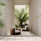 poltrona contemporanea / in tessuto / marrone / beige