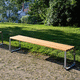 panca per spazi pubblici contemporanea / in legno / in acciaio inox / con schienale