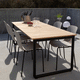 tavolo da pranzo contemporaneo / in teak / con supporto in alluminio dipinto / rettangolare