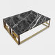 tavolino basso contemporaneo / in marmo / con supporto in ottone / rettangolare
