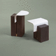 tavolo d'appoggio contemporaneo / in plastica riciclata / con supporto in ottone / con supporto in quercia