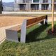 panca per spazi pubblici contemporanea / in legno / in acciaio galvanizzato / con schienale