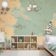 carta da parati contemporanea / con motivo a mappa / verde / beige