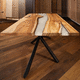 tavolo contemporaneo / in legno / in resina / con supporto in alluminio