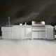 cucina da esterno / contemporanea / in acciaio inossidabile / con isola
