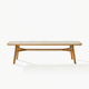 tavolo da pranzo contemporaneo / in ceramica / con supporto in teak / curvo