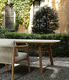 tavolo da pranzo contemporaneo / in ceramica / con supporto in teak / curvo