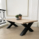 tavolino basso in stile industriale / in rovere / con supporto in acciaio / rettangolare