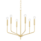 lampadario contemporaneo / in ottone / da 6 lampadine / a candelabro