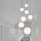 lampadario moderno / in acciaio inossidabile / in opalina / in vetro soffiato