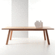 tavolo da pranzo contemporaneo / in legno / in marmo / con supporto in legno massiccio