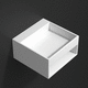 lavabo sospeso / in Solid Surface / con scaffale integrato / quadrato