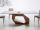 tavolo contemporaneo / in vetro laccato / in ceramica / con supporto in lamiera di acciaio