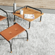 tavolo d'appoggio contemporaneo / in legno / con supporto in acciaio / quadrato