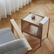 tavolo d'appoggio contemporaneo / in rovere / impiallacciato in legno / con supporto in quercia