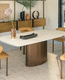 tavolo da pranzo contemporaneo / in ceramica / con supporto in legno / con supporto in metallo