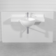lavabo sospeso / in ceramica / in Pietraluce® / con piano integrato
