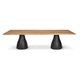 tavolo design / in teak / con supporto in alluminio / rettangolare