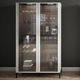 credenza con alzata contemporanea / in legno laccato / in vetro