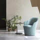 poltrona contemporanea / in tessuto / club / blu