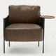 poltrona moderna / in pelle / in legno massiccio / marrone