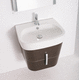 lavabo da appoggio / in ceramica / con piano integrato / rettangolare