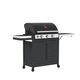 barbecue a gas / con rotelle / da terra / in metallo
