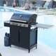 barbecue a gas / con rotelle / in metallo / con contenitore