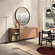 credenza contemporanea / in legno laccato opaco / in vetro / con porta scorrevole