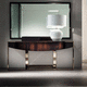 consolle contemporanea / in legno / con supporto in ottone / rettangolare