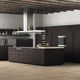cucina in stile industriale / impiallacciata in legno / a L / con isola