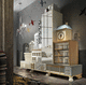 credenza alta / design originale / in legno laccato / su misura