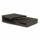 tavolino basso contemporaneo / in rovere / con supporto in quercia / con contenitore
