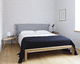 letto matrimoniale / moderno / con testiera imbottita / in rovere