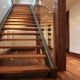 scala dritta / con gradini in legno / con struttura in acciaio / contemporanea