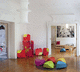 pouf contemporaneo / in resina / per bambini / blu