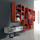 libreria a muro / contemporanea / in legno laccato opaco / rossa