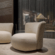 poltrona design / in tessuto / in legno / beige